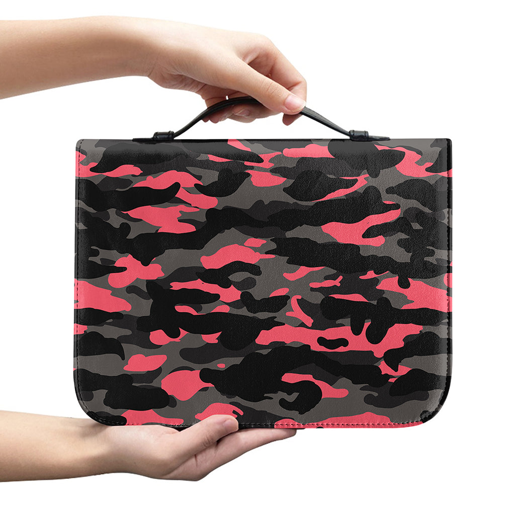 Black And Pink Camouflage Print Leather Bible Cover