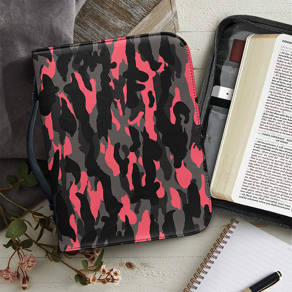 Black And Pink Camouflage Print Leather Bible Cover