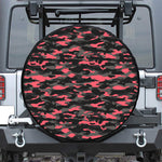 Black And Pink Camouflage Print Leather Spare Tire Cover