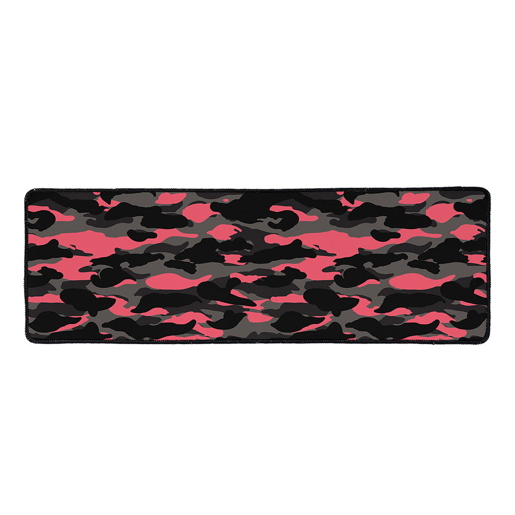 Black And Pink Camouflage Print Long Kitchen Mat