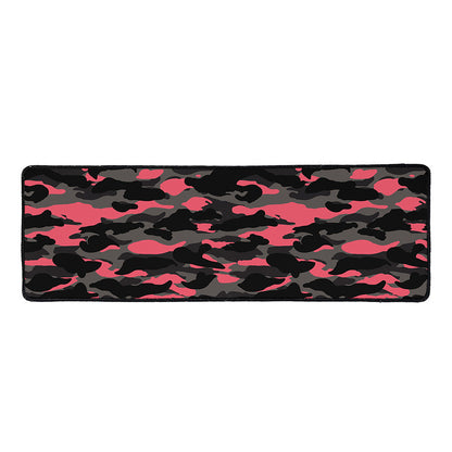 Black And Pink Camouflage Print Long Kitchen Mat