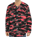 Black And Pink Camouflage Print Long Sleeve Baseball Jersey