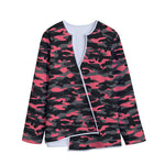 Black And Pink Camouflage Print Long Sleeve Short Coat
