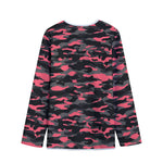 Black And Pink Camouflage Print Long Sleeve Short Coat