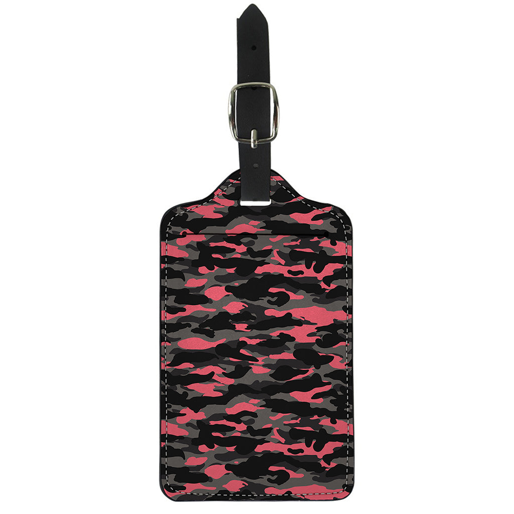 Black And Pink Camouflage Print Luggage Tag