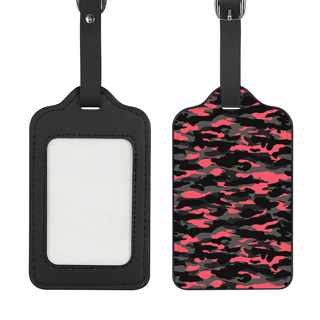 Black And Pink Camouflage Print Luggage Tag