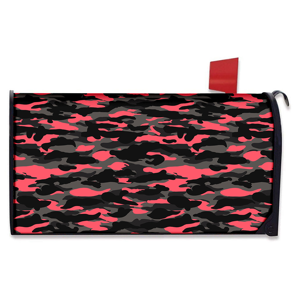Black And Pink Camouflage Print Mailbox Cover