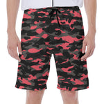 Black And Pink Camouflage Print Men's Beach Shorts