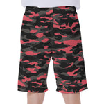 Black And Pink Camouflage Print Men's Beach Shorts