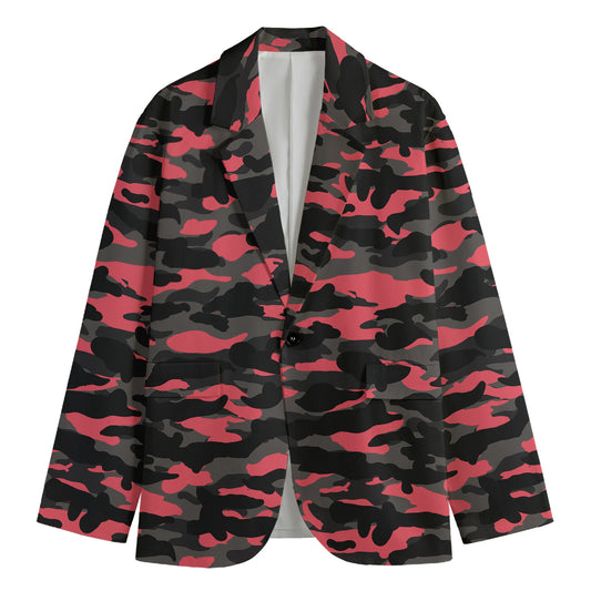 Black And Pink Camouflage Print Men's Blazer