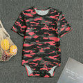 Black And Pink Camouflage Print Men's Bodysuit