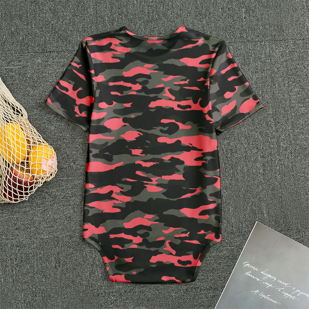 Black And Pink Camouflage Print Men's Bodysuit