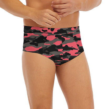 Black And Pink Camouflage Print Men's Briefs