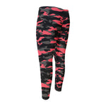 Black And Pink Camouflage Print Men's Compression Pants
