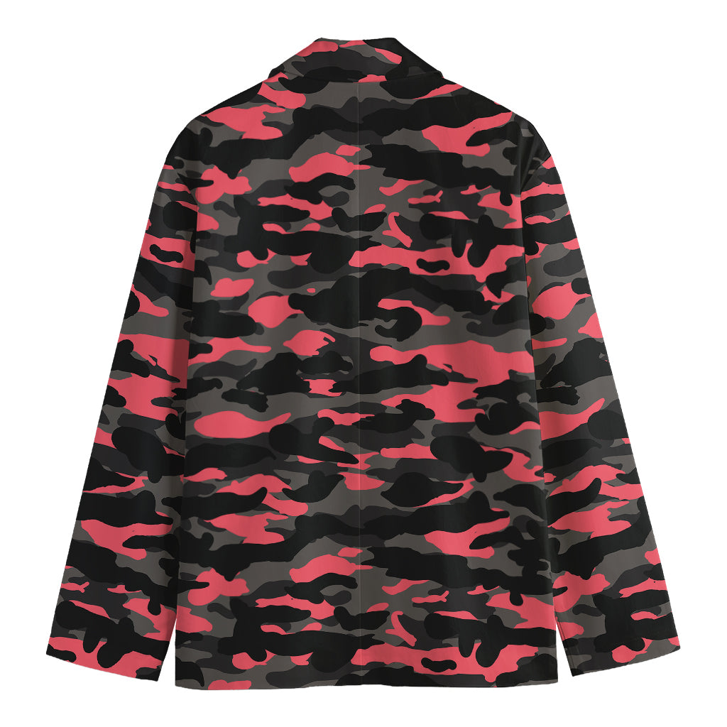 Black And Pink Camouflage Print Men's Cotton Blazer