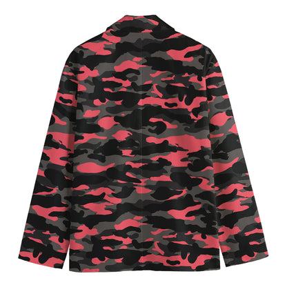 Black And Pink Camouflage Print Men's Cotton Blazer