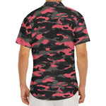 Black And Pink Camouflage Print Men's Deep V-Neck Shirt