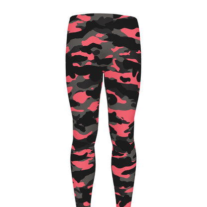 Black And Pink Camouflage Print Men's leggings