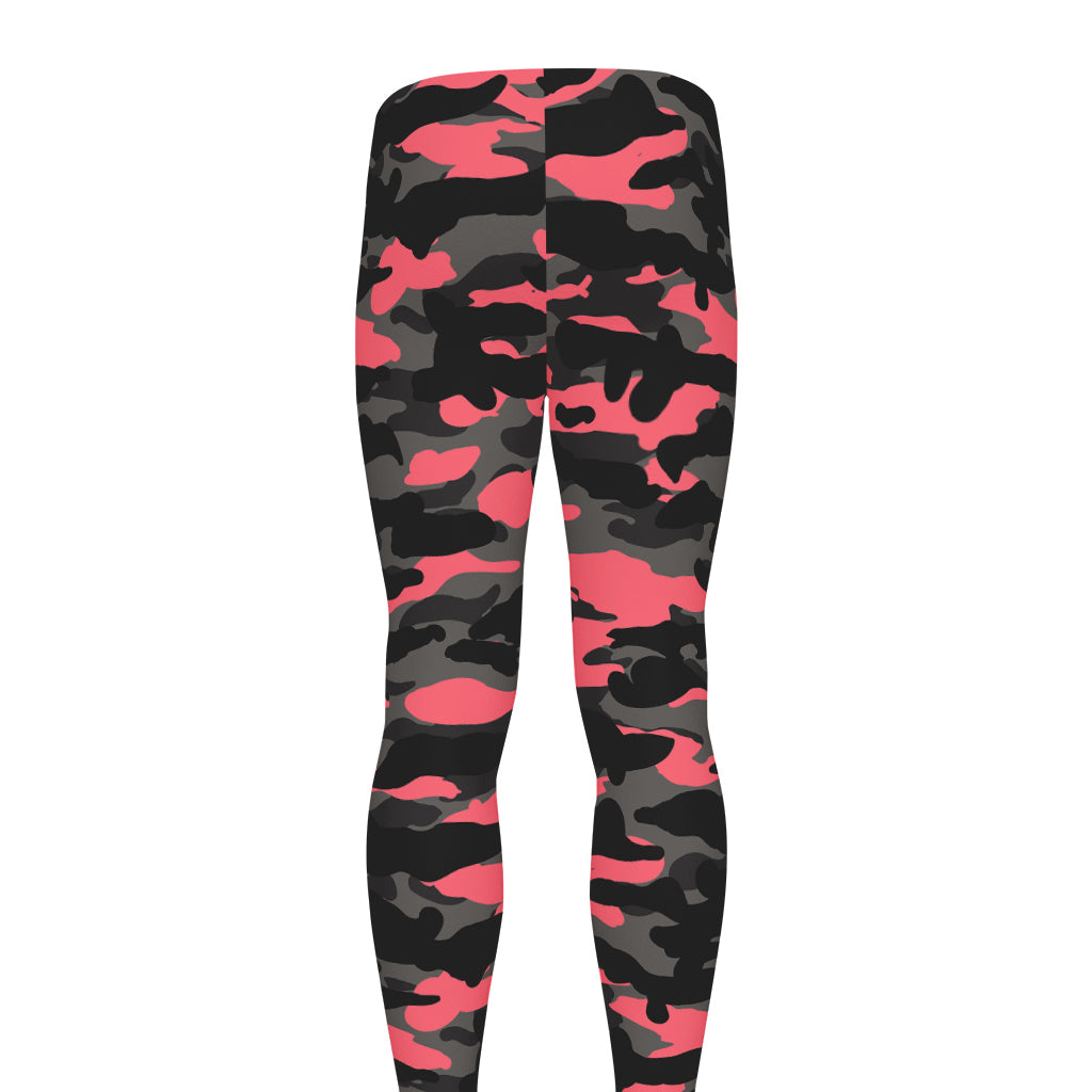 Black And Pink Camouflage Print Men's leggings