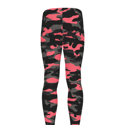 Black And Pink Camouflage Print Men's leggings