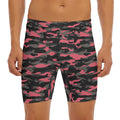 Black And Pink Camouflage Print Men's Long Boxer Briefs