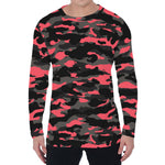 Black And Pink Camouflage Print Men's Long Sleeve T-Shirt
