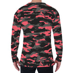 Black And Pink Camouflage Print Men's Long Sleeve T-Shirt