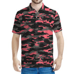 Black And Pink Camouflage Print Men's Polo Shirt