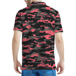 Black And Pink Camouflage Print Men's Polo Shirt