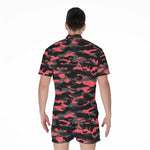 Black And Pink Camouflage Print Men's Rompers
