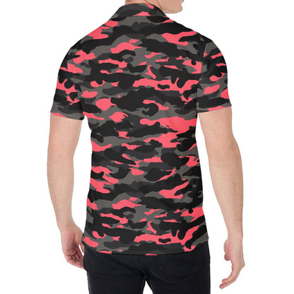 Black And Pink Camouflage Print Men's Shirt