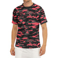 Black And Pink Camouflage Print Men's Short Sleeve Rash Guard
