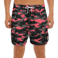 Black And Pink Camouflage Print Men's Split Running Shorts