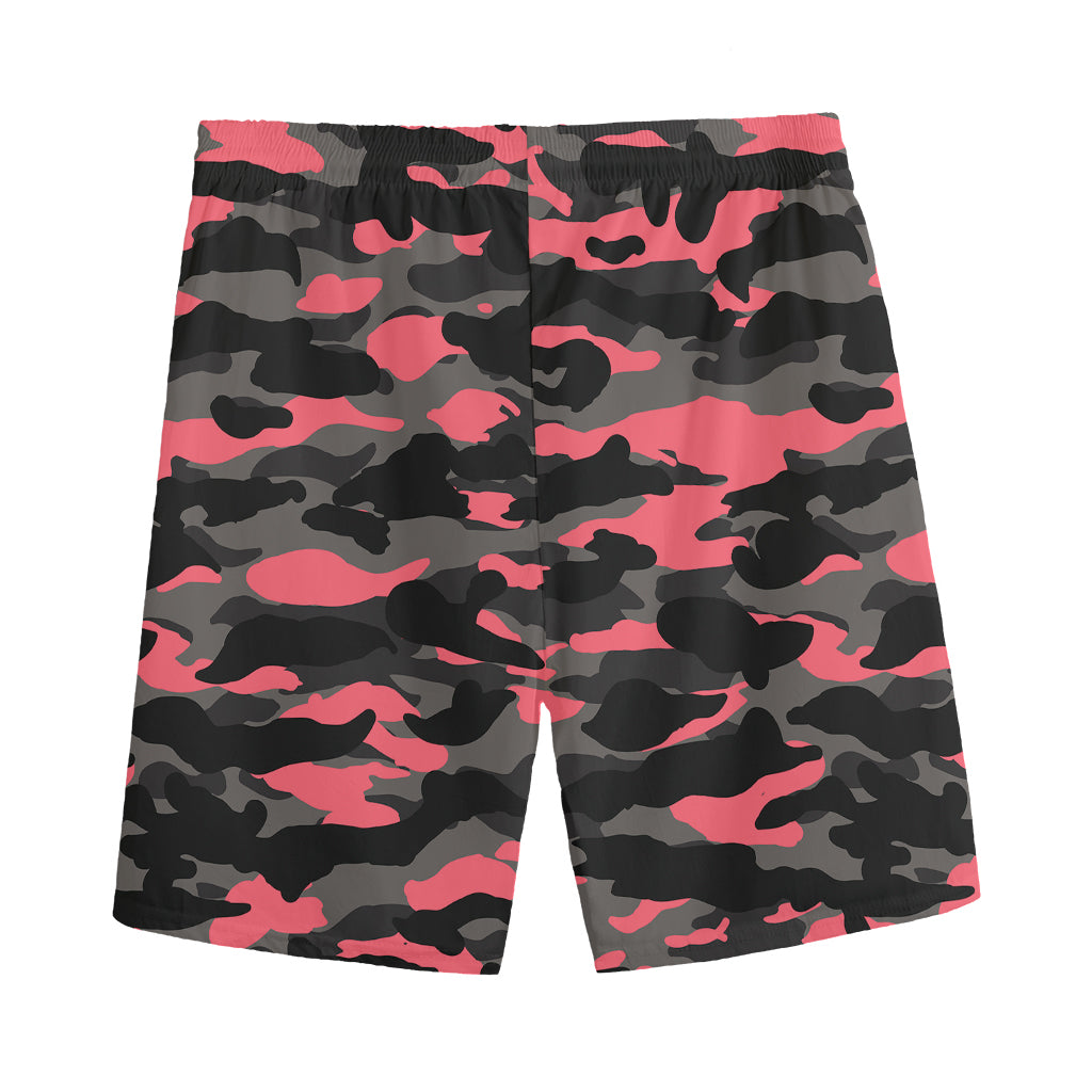 Black And Pink Camouflage Print Men's Sports Shorts