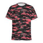 Black And Pink Camouflage Print Men's Sports T-Shirt