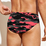 Black And Pink Camouflage Print Men's Swim Briefs