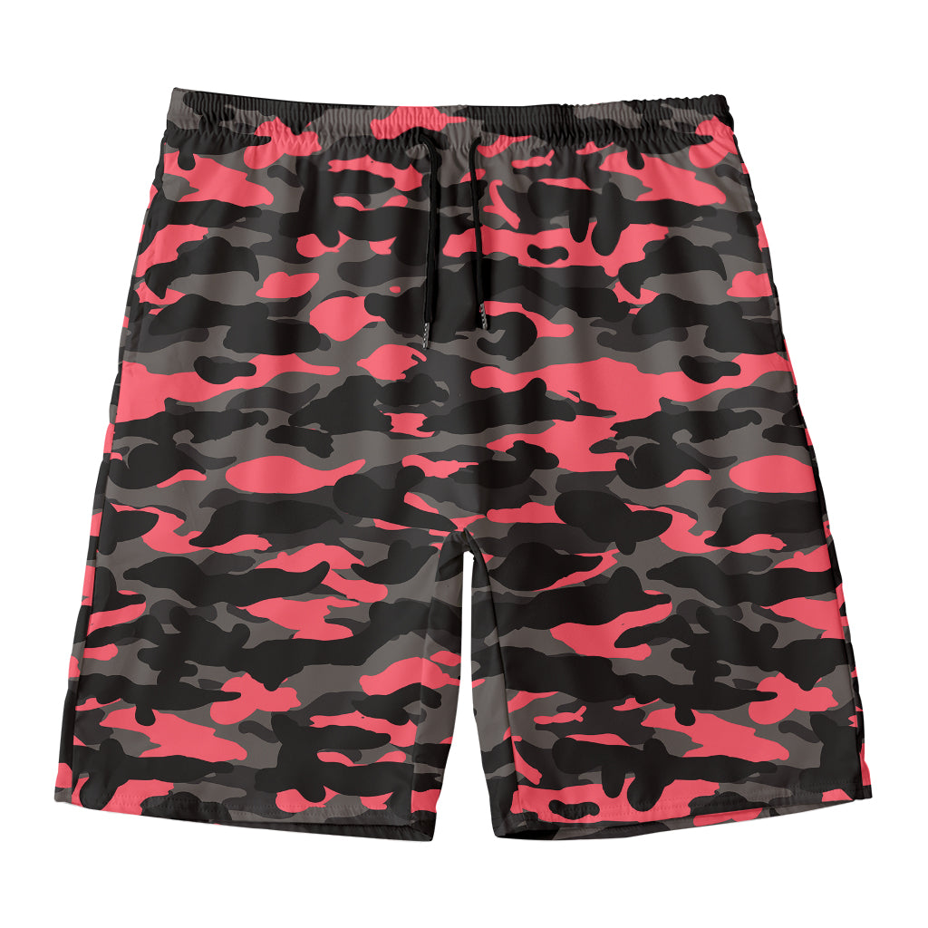 Black And Pink Camouflage Print Men's Swim Trunks