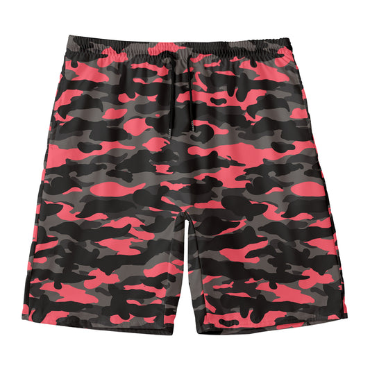 Black And Pink Camouflage Print Men's Swim Trunks