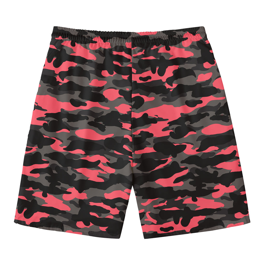 Black And Pink Camouflage Print Men's Swim Trunks
