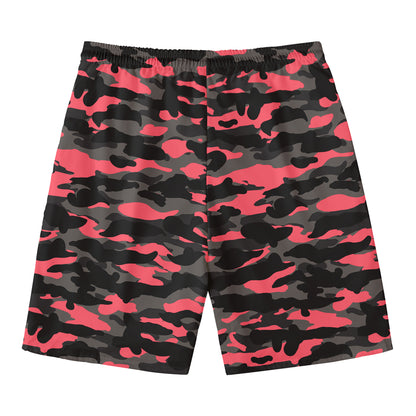 Black And Pink Camouflage Print Men's Swim Trunks
