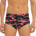 Black And Pink Camouflage Print Men's Triangle Swim Briefs