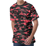 Black And Pink Camouflage Print Men's Velvet T-Shirt