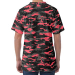 Black And Pink Camouflage Print Men's Velvet T-Shirt