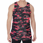 Black And Pink Camouflage Print Men's Velvet Tank Top