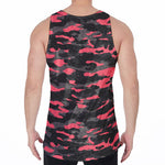 Black And Pink Camouflage Print Men's Velvet Tank Top