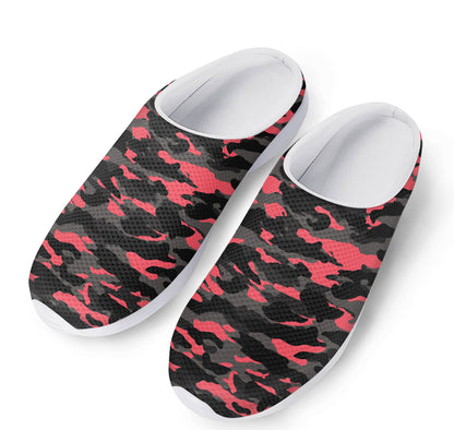 Black And Pink Camouflage Print Mesh Casual Shoes