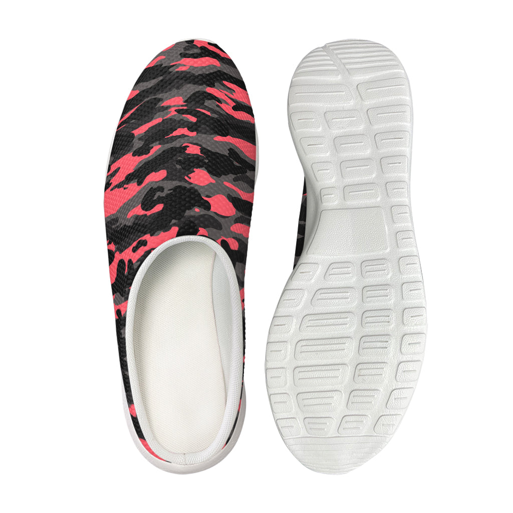 Black And Pink Camouflage Print Mesh Casual Shoes