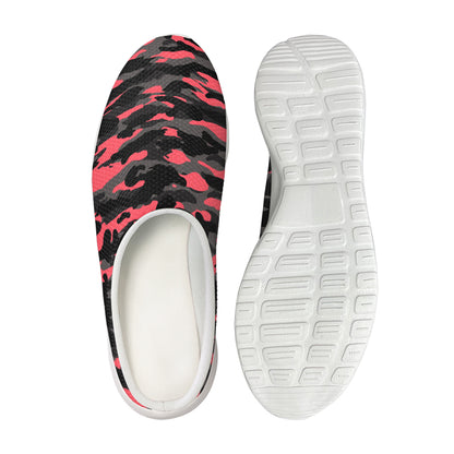 Black And Pink Camouflage Print Mesh Casual Shoes