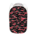 Black And Pink Camouflage Print Mesh Laundry Hamper