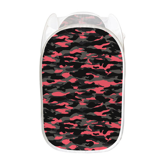 Black And Pink Camouflage Print Mesh Laundry Hamper